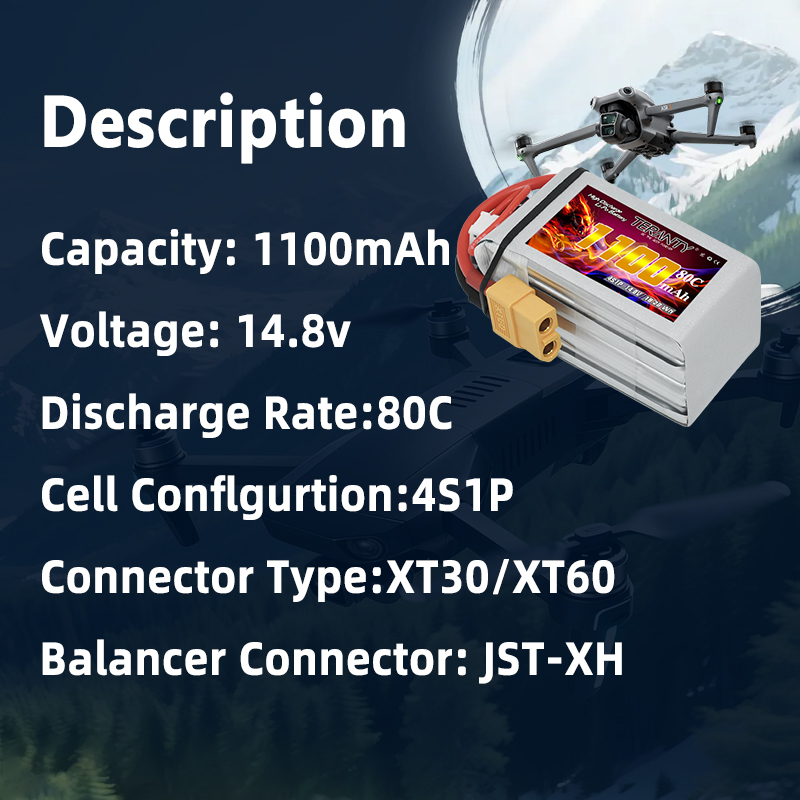 TERANTY 4S 1100mAh 80C/160C Li - Drone Battery 4S 评论和价格
