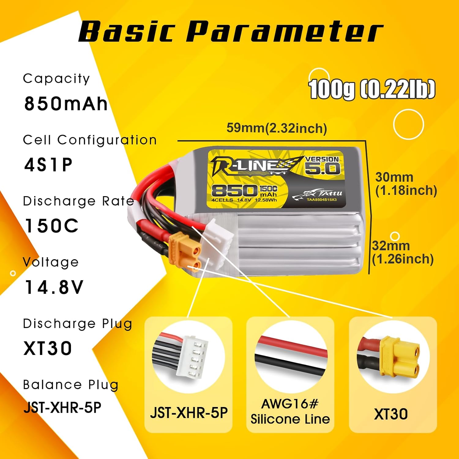 Tattu R-Line 5.0 850mAh 4S 150 - Drone Battery 4S 评论和价格